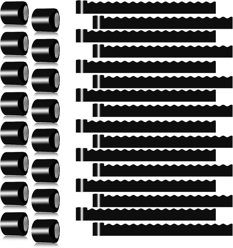 DASTTUIS 16 Rolls 524.8 Ft Black Bulletin Board Borders Set - Scalloped Trim for Classroom Decor, Office, School Decorations - Teacher Borders for Bulletin Boards, Wall & Theme Supplies - Image 1